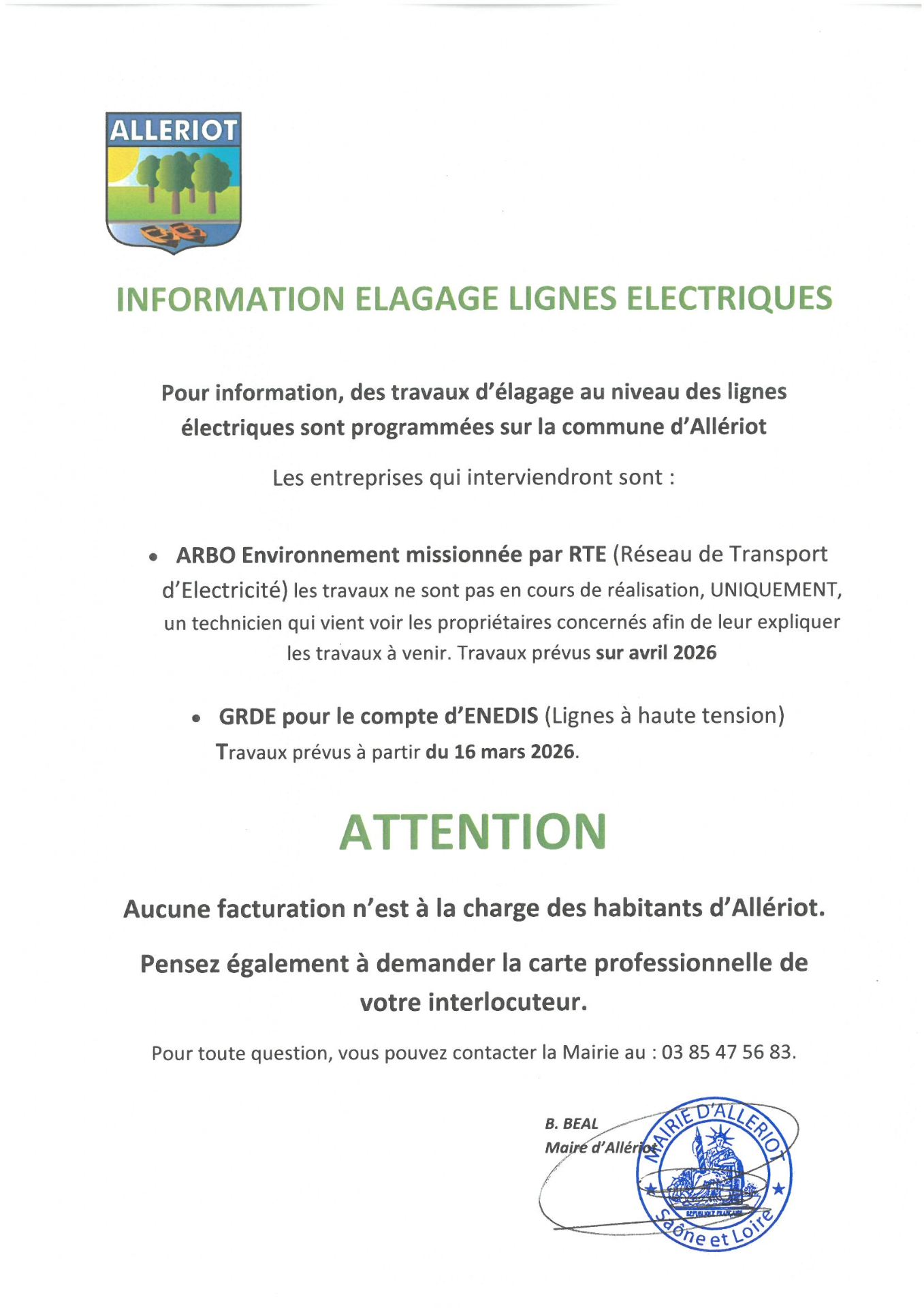 Information élagage arbres sur la commune