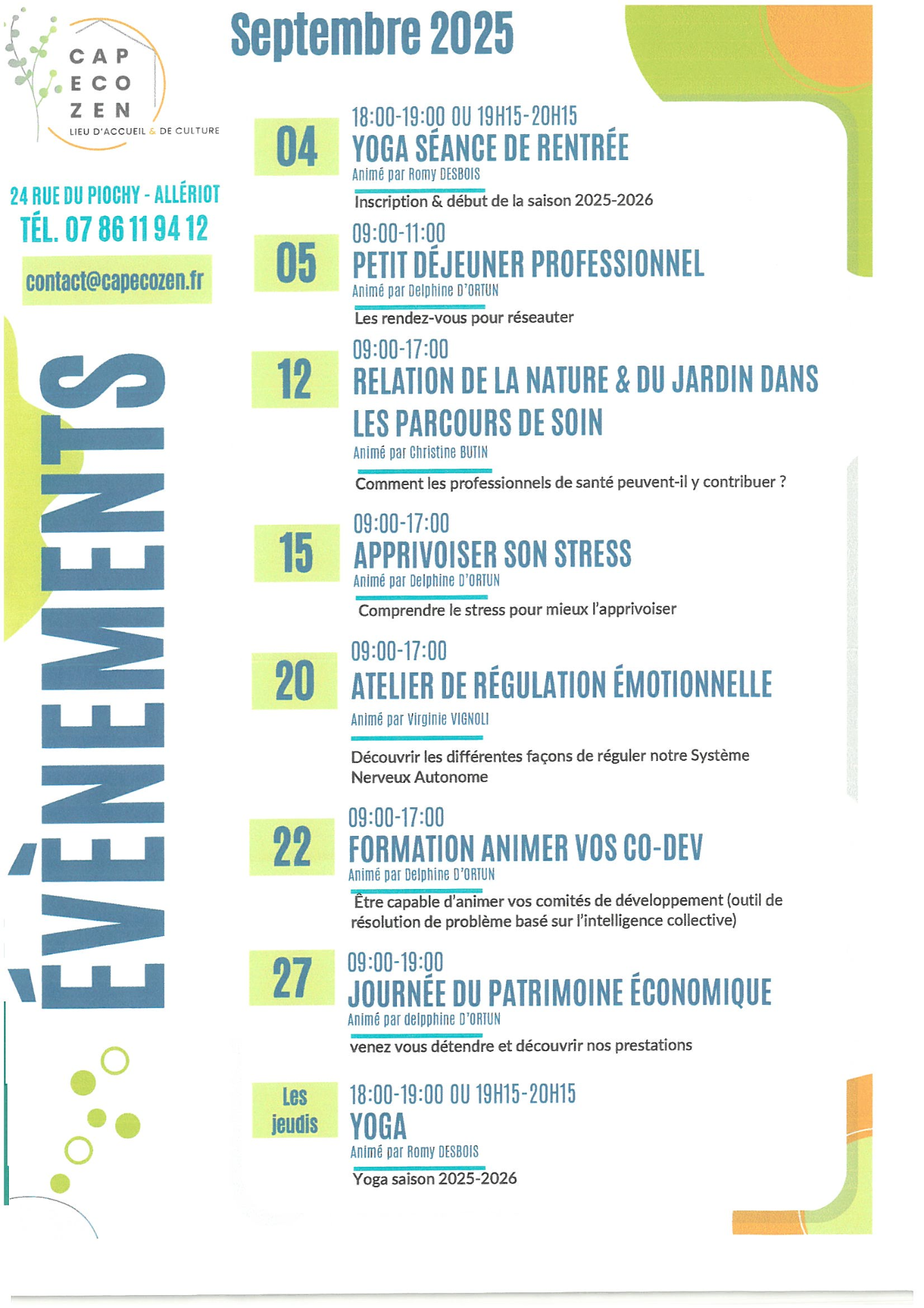 Programme septembre 2025
