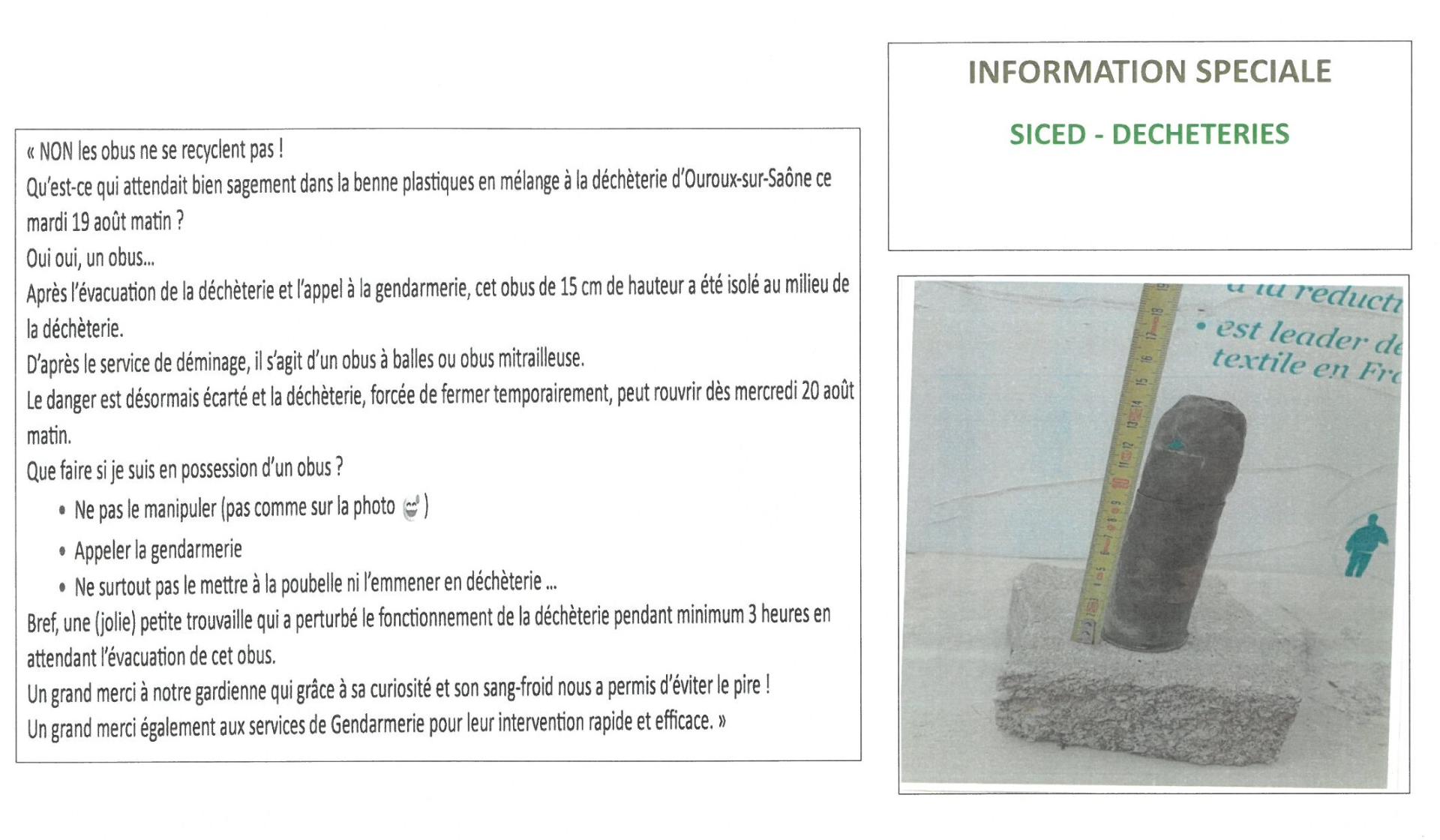 Information spéciale
