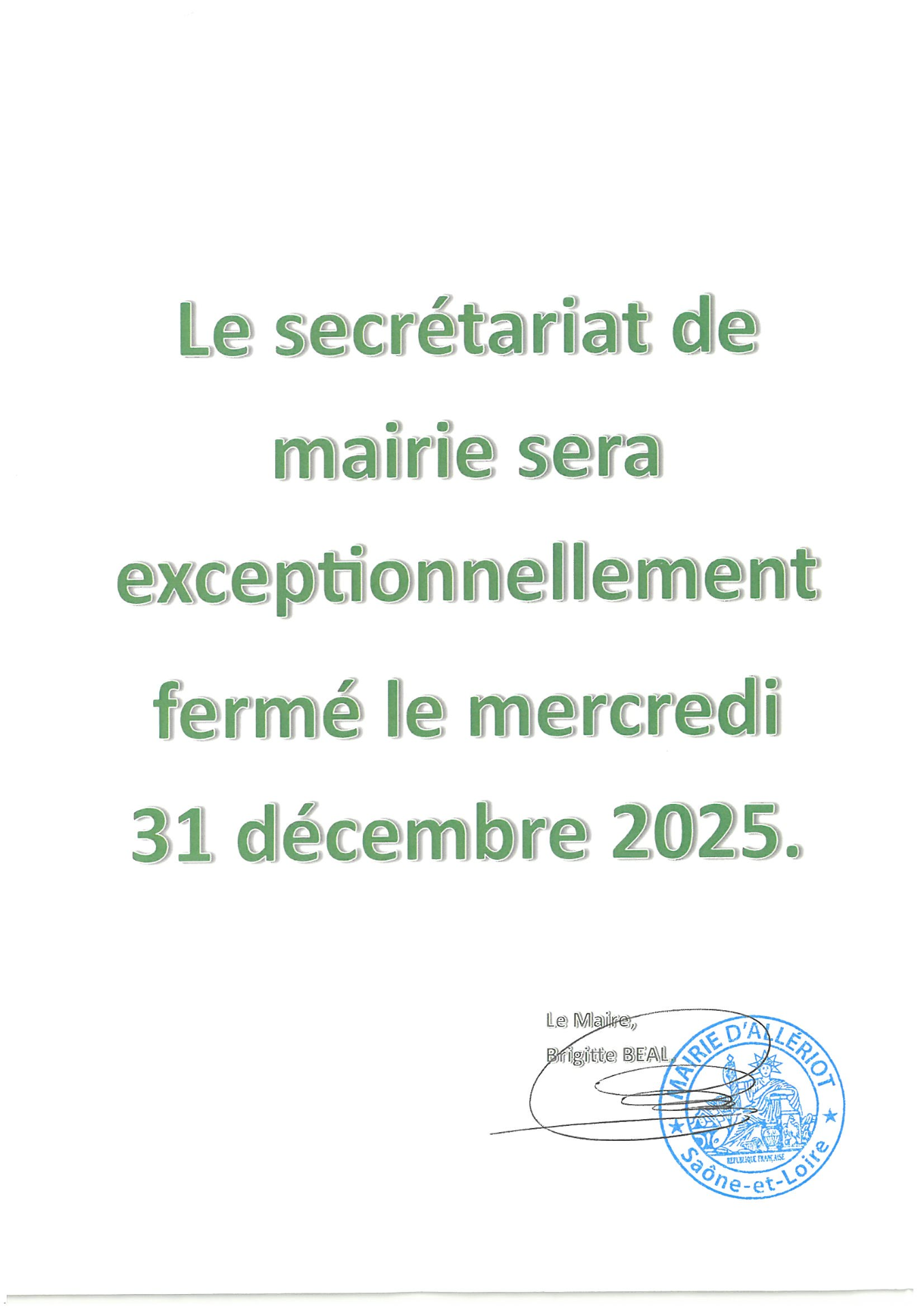 Fermeture exceptionnelle 